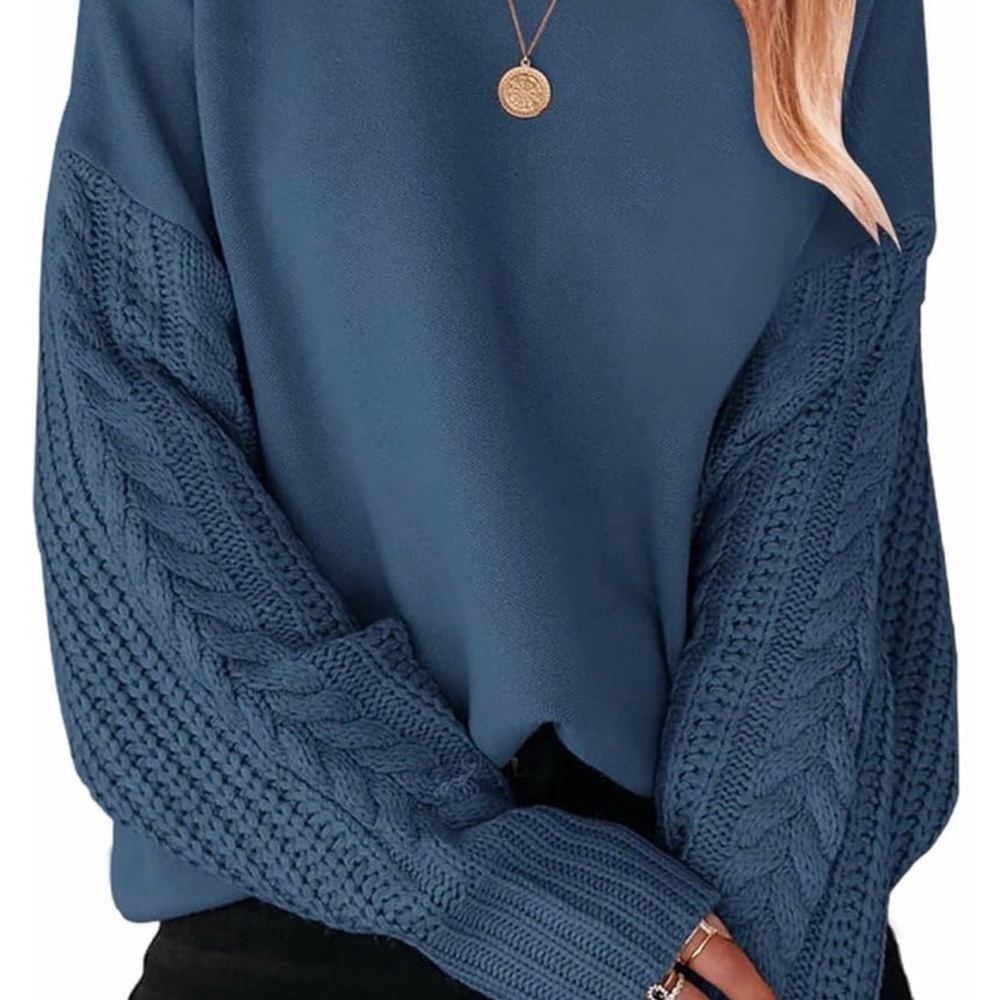 Women's Blue Cable Knit Sweater
